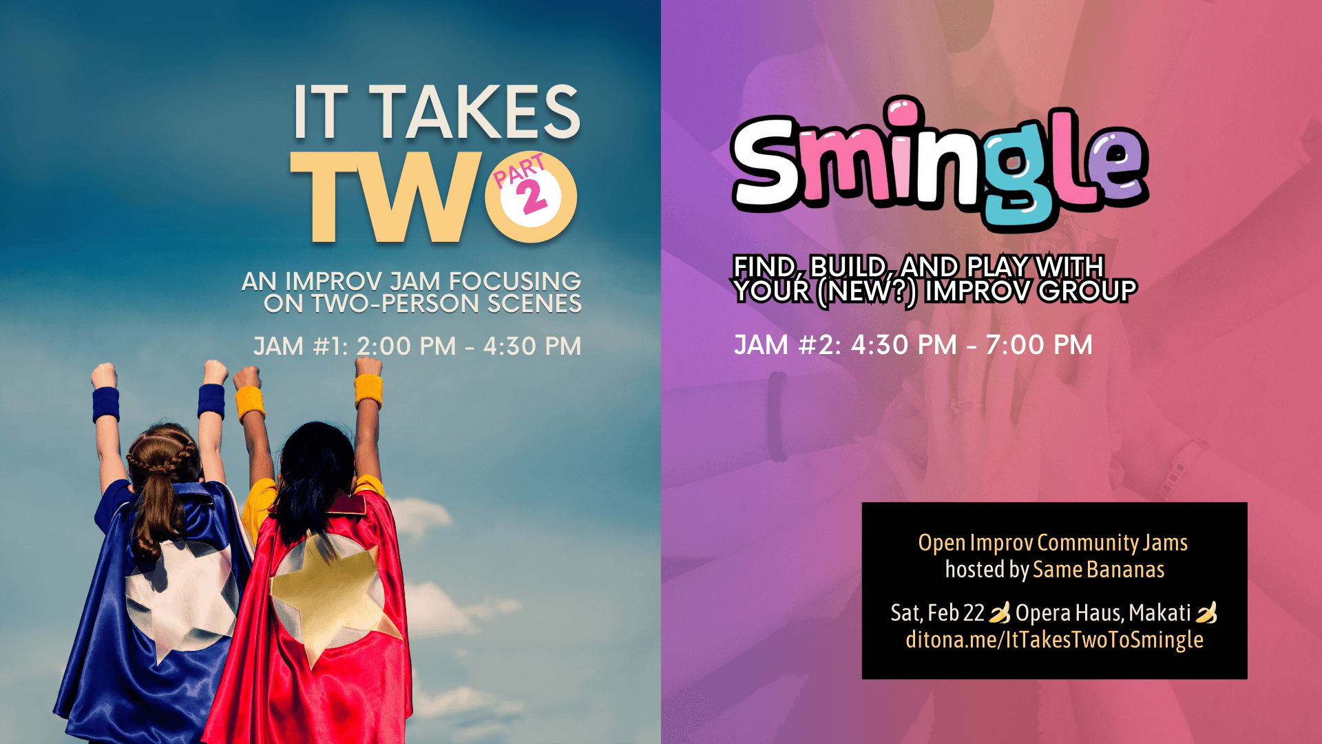 It Takes Two to Smingle: Two Open Improv Community Jams Poster