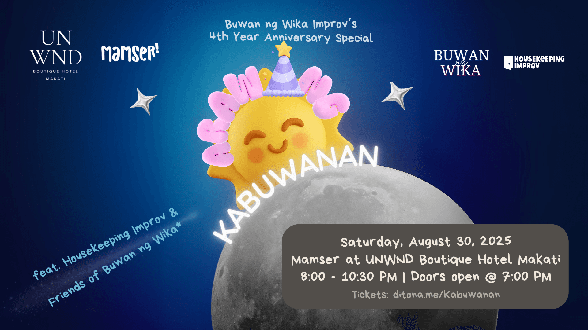 Araw ng Kabuwanan: Buwan ng Wika Improv's 4th Year Anniversary Special feat. Housekeeping Improv and Friends of Buwan ng Wika* Poster