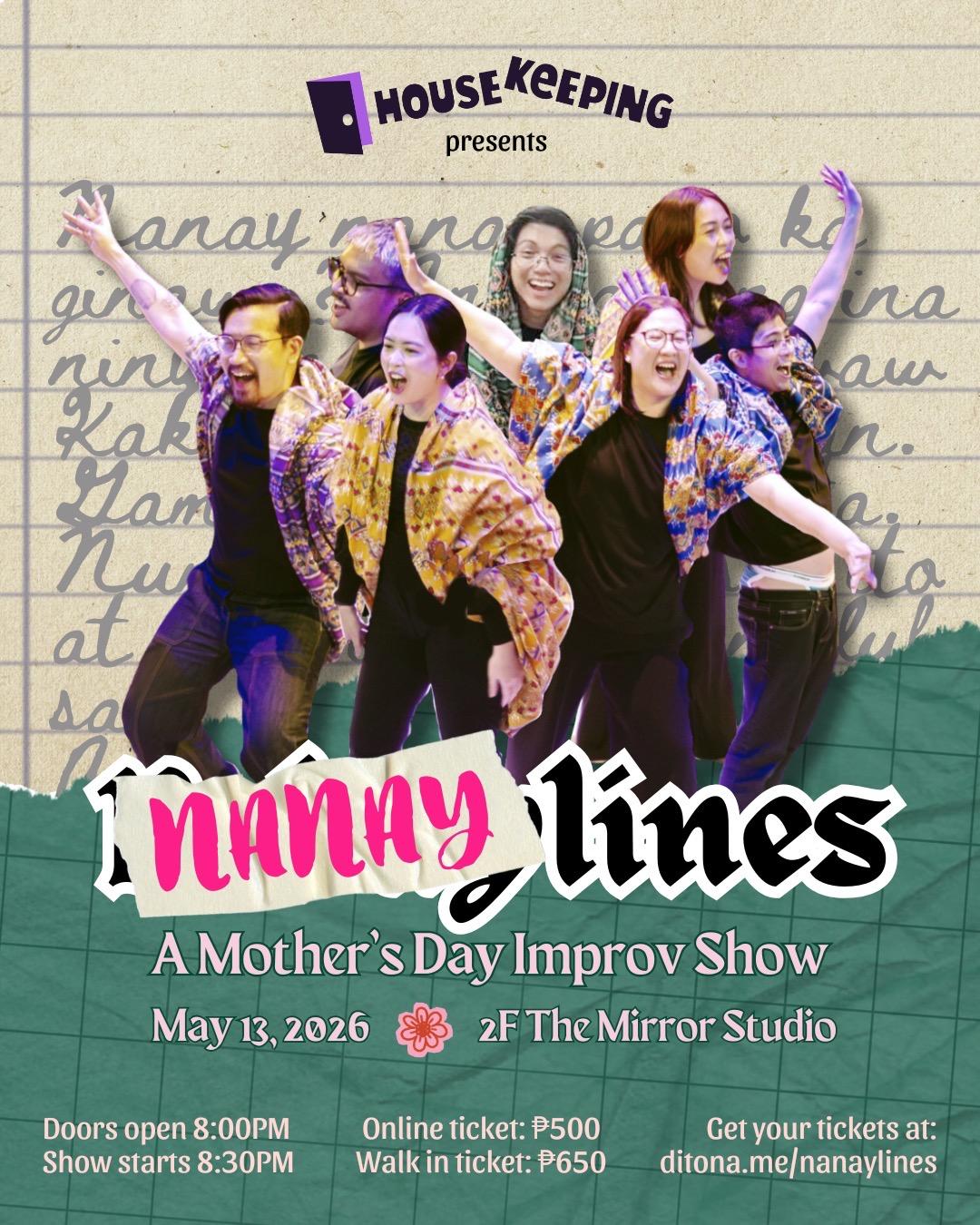 Nanaylines: A Mother's Day Improv Show @ 2F Mirror Studio, Makati Poster