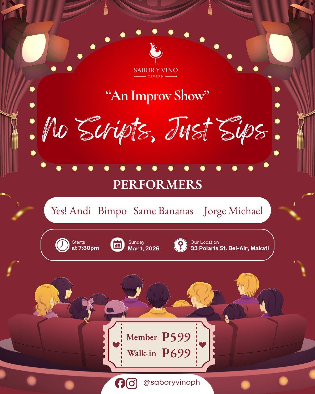 No Scripts, Just Sips: 1st Improv Sharing of Sabor Y Vino x Yes Andi Participants Poster