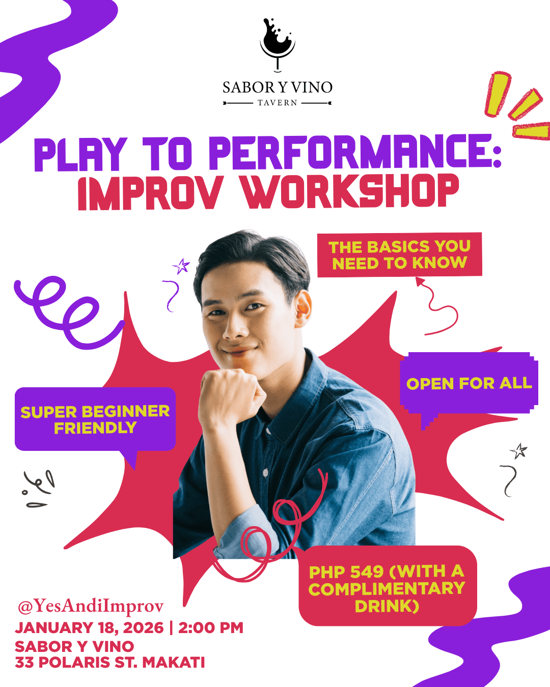 Play to Performance Improv Workshop (January 18) Poster
