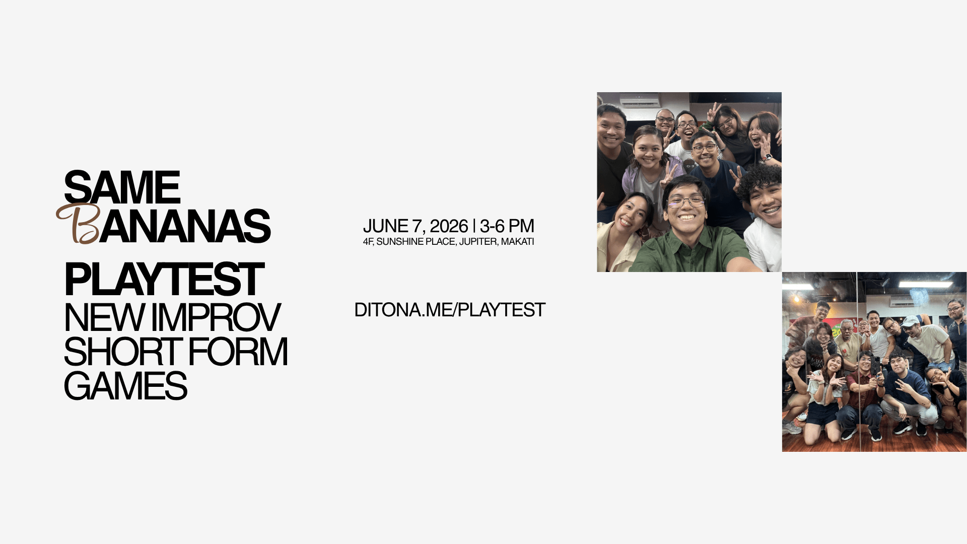 Playtest: Test out New Games at this Open Improv Community Jam by Same Bananas Poster