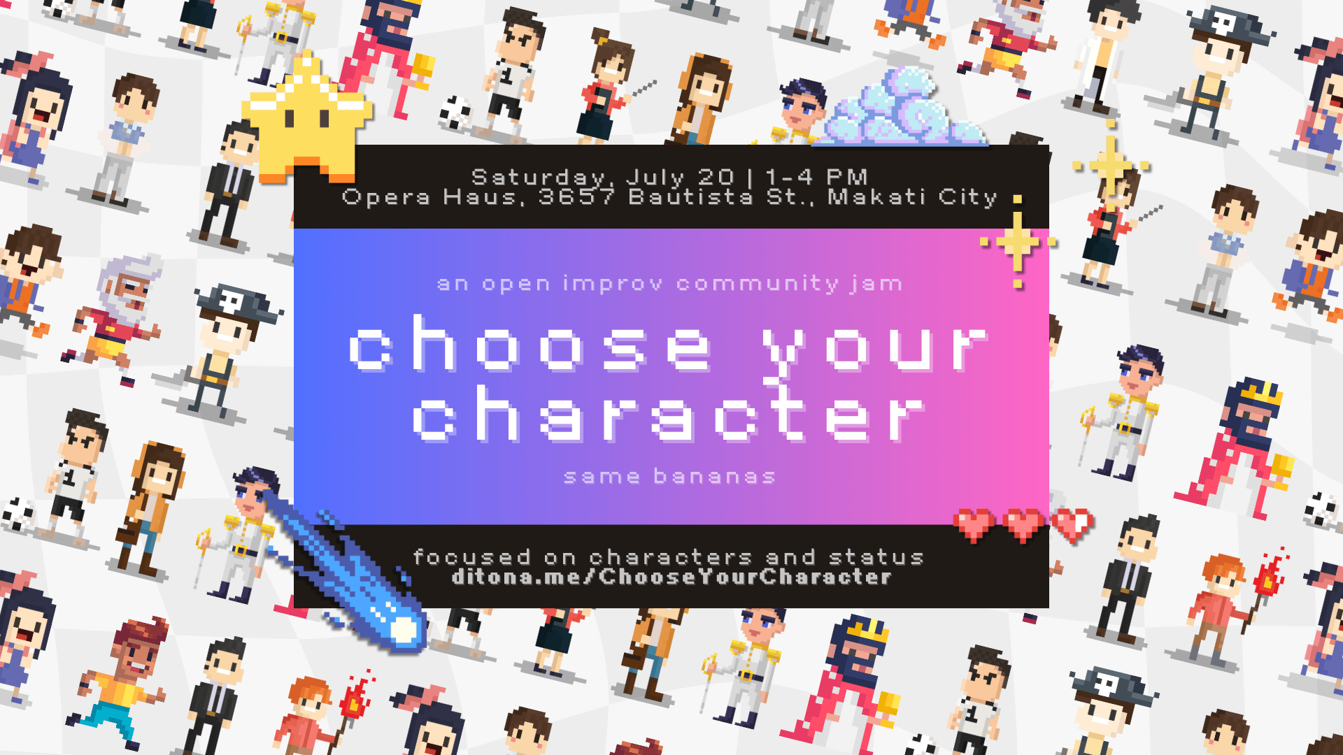 Choose Your Character: An Open Improv Community Jam Poster
