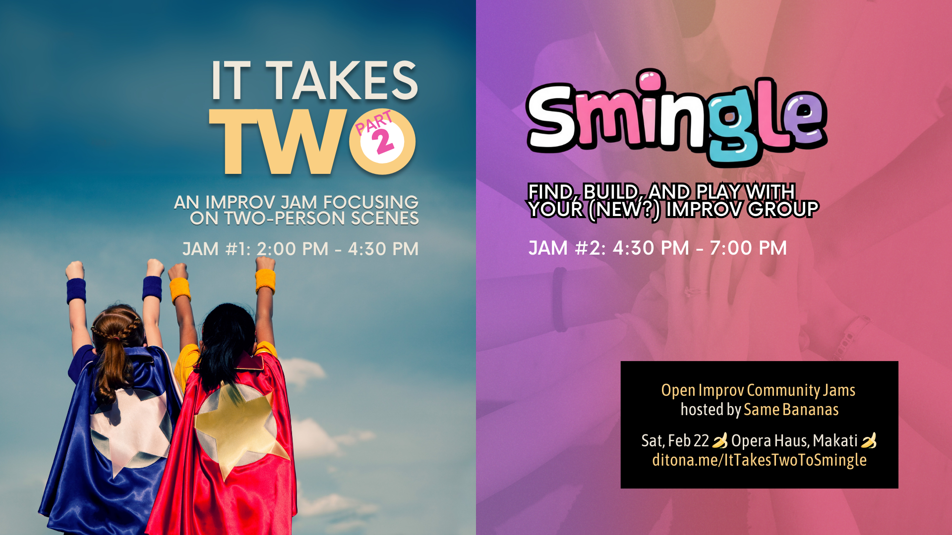 It Takes Two to Smingle: Two Open Improv Community Jams Poster