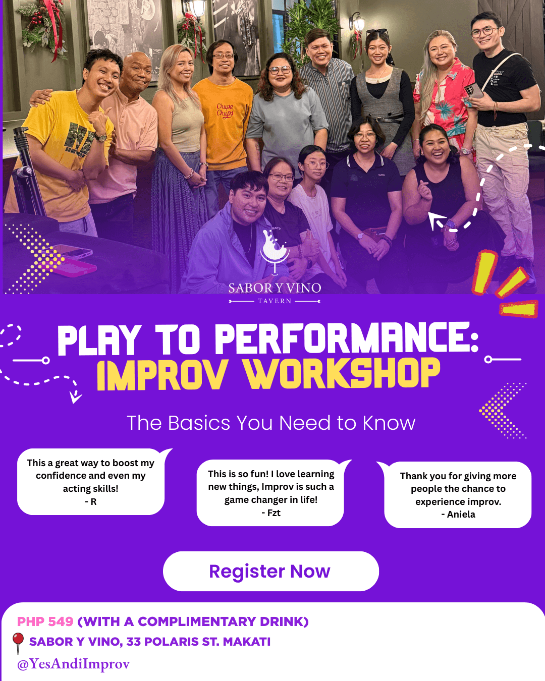 Play to Performance Improv Workshop Poster
